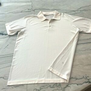Lululemon Men’s White/Gray Pinstripe Polo in XL